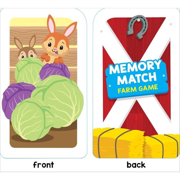 School Zone Memory Match Farm Game  Ages 3+ Animals Reading Counting Matching - Picture 6 of 10